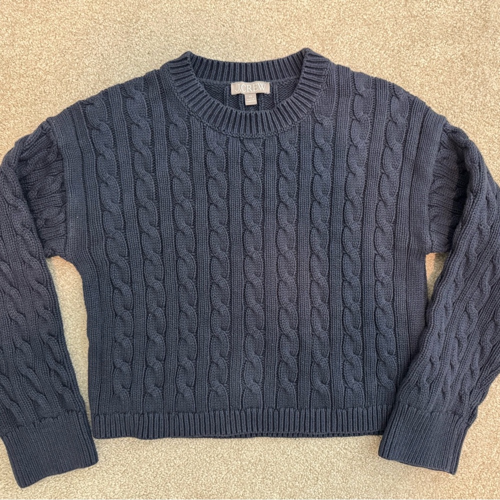 J. Crew Cotton Cable Knit Cropped Sweater